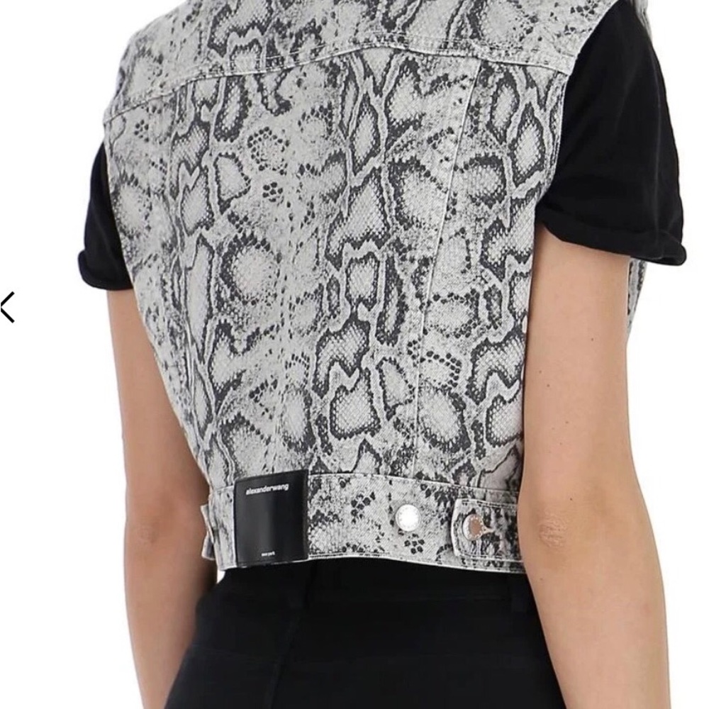 Alexander Wang Payton Denim Jacket Vest Grey XS